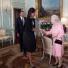President Barack Obama and First Lady Michelle Obama are welcomed by Her Majesty Queen Elizabeth II to Buckingham Palace in London, England, April 1, 2009. 