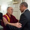 President Barack Obama greets His Holiness the Dalai Lama at the entrance of the Map Room of the White House, June 15, 2016. 