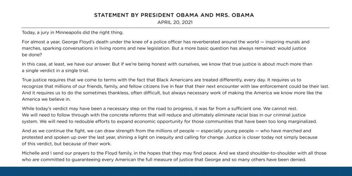 Statement by President Obama and Mrs. Obama image